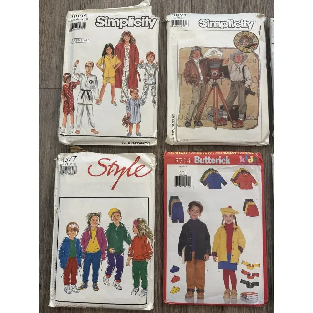 Lot of 6 Children’s & Youth Sewing Patterns Dresses Outerwear Pajamas Costume